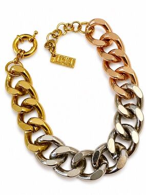 Luv AJ Tri-Tone Chunky Chain Bracelet Gold Silver Rose Gold Statement